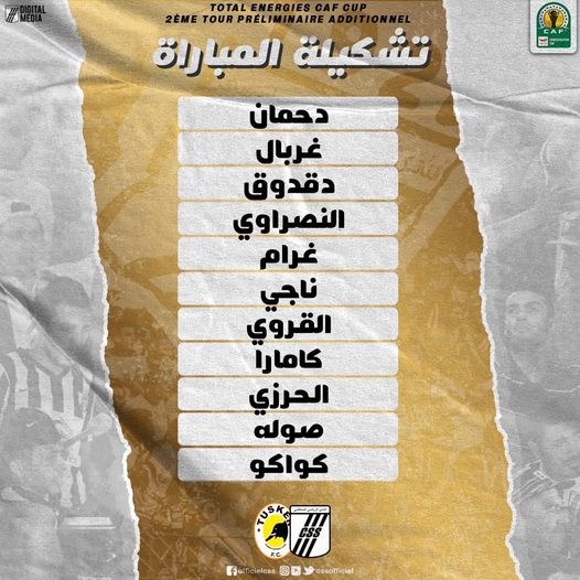 CAF Cup : Onze de départ du CSS contre Tusker