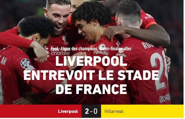 UEFA CL : Sans trembler, Liverpool domine Villarreal 2-0