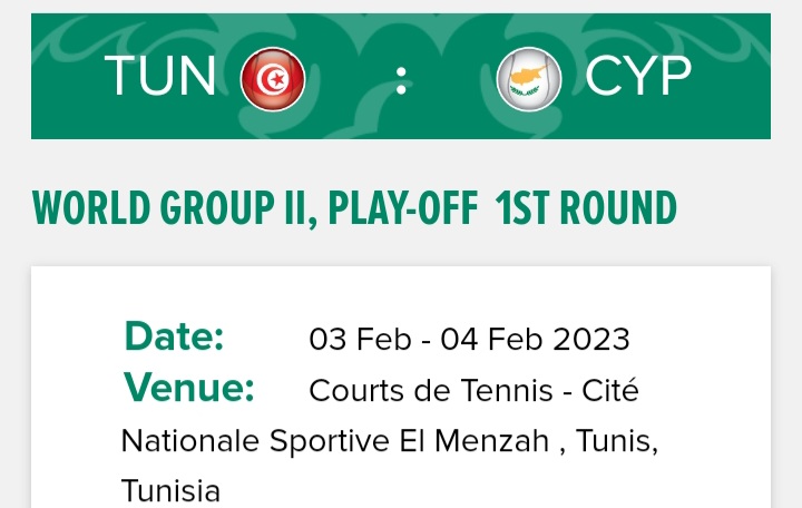 Coupe Davis – GROUP II : la Tunisie contre le Chypre